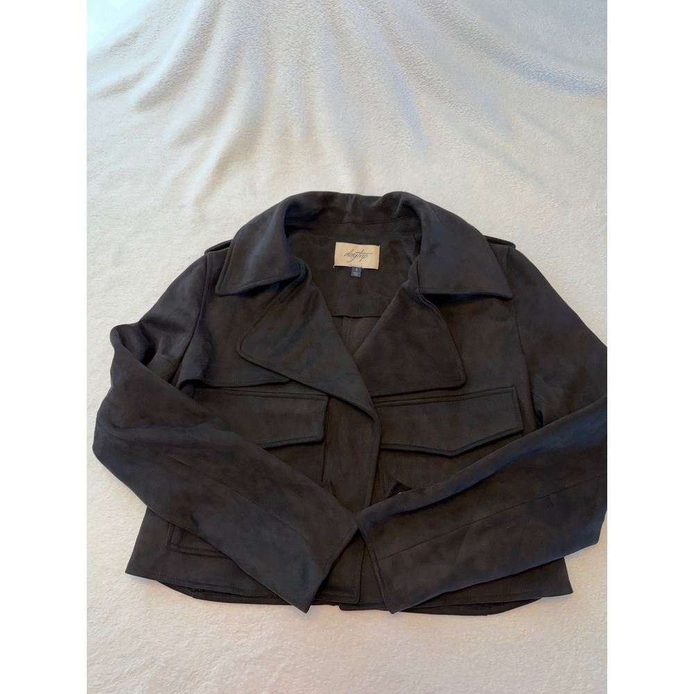 Daytrip Black Faux Suede Moto Jacket Utility Flap Pockets PV-J01794A Small